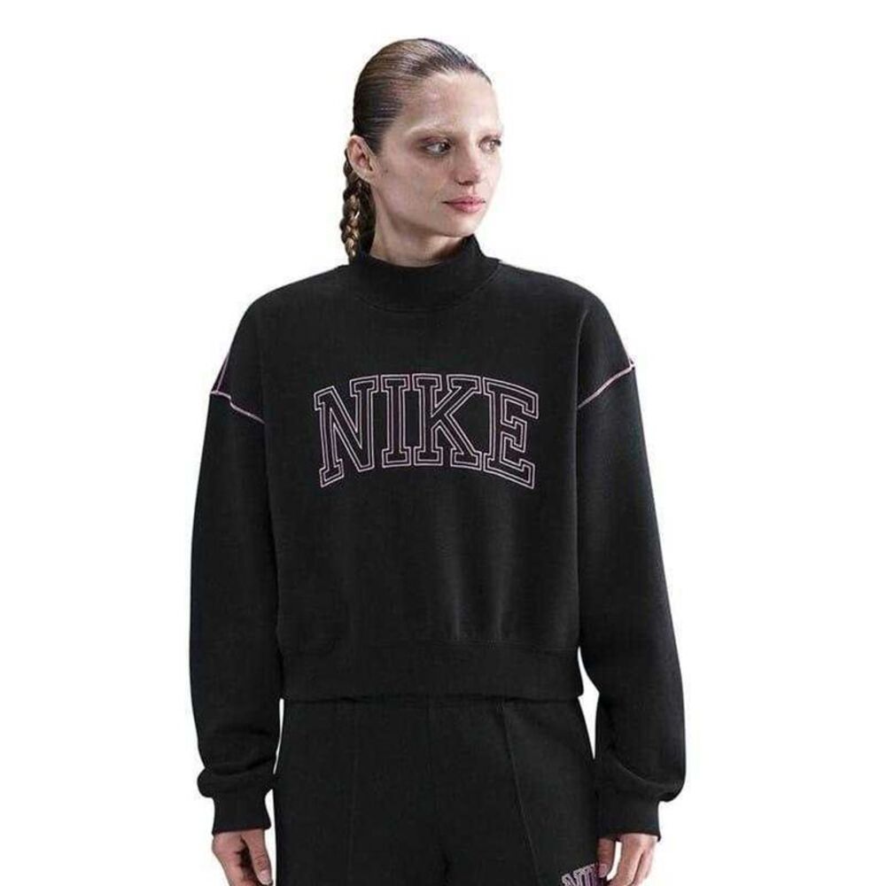 Nike Womens/Ladies Phoenix Speed Embroidered Logo Sweatshirt / Black/Pink